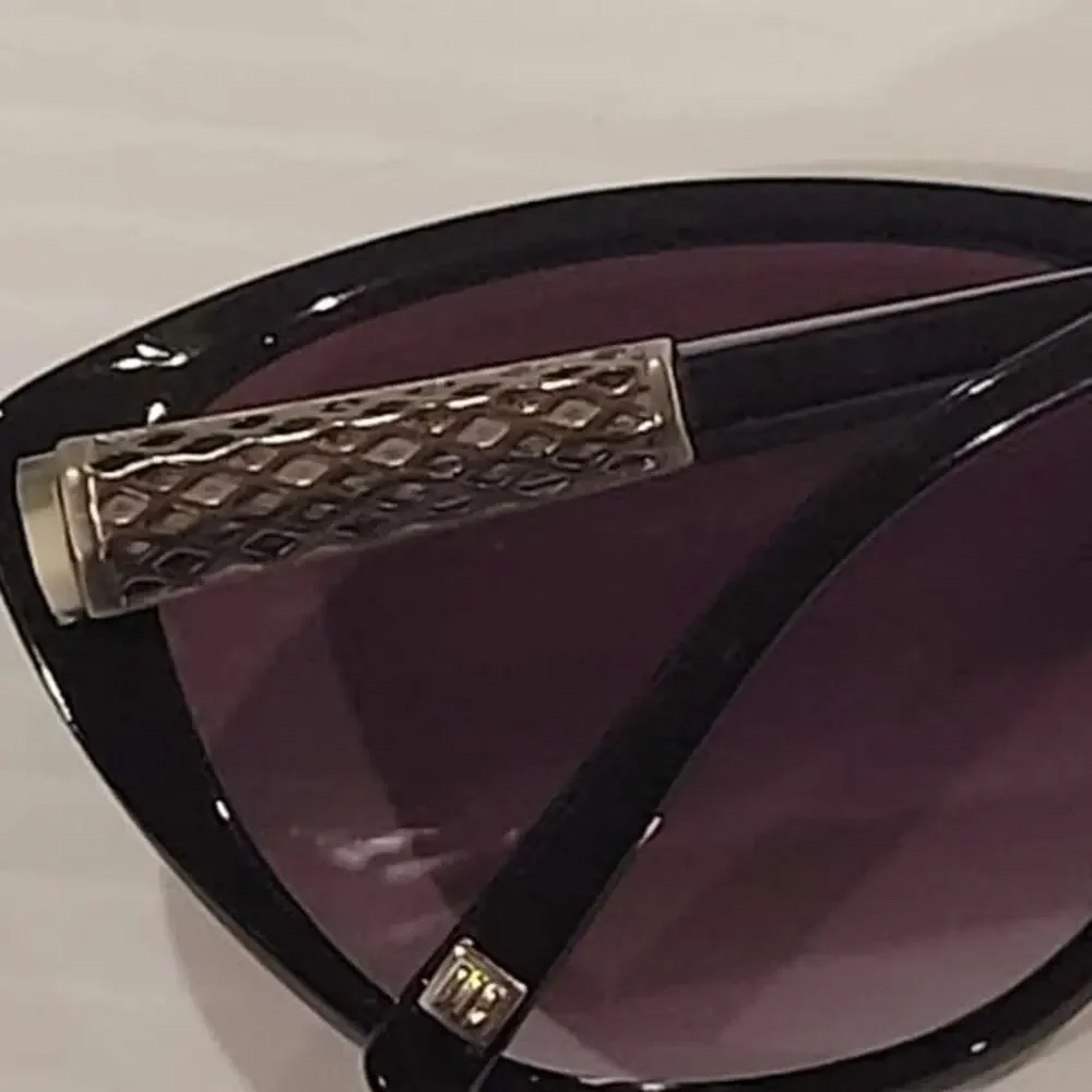 Cinzia Sunglasses Co Star Col.01 Black Silver Cat Eye Frames  Purple Lenses